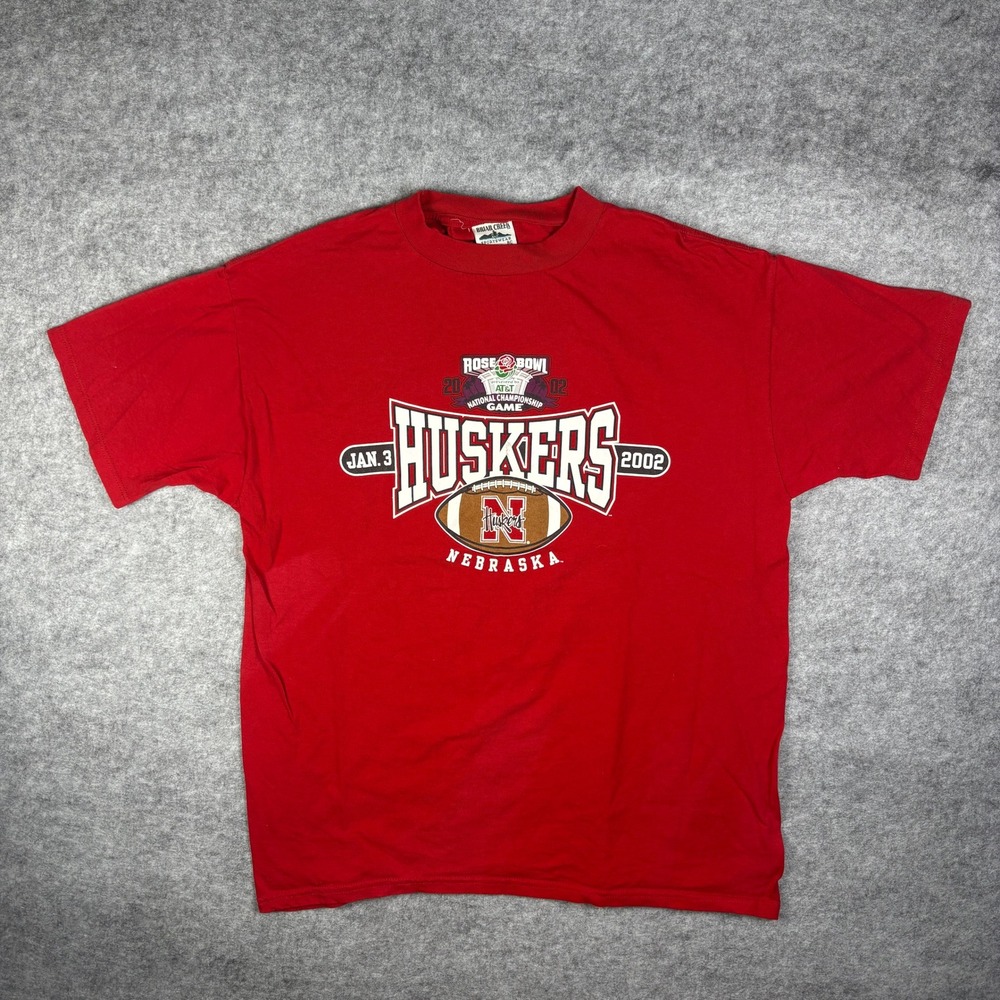 Vintage 2002‎ Nebraska Huskers Rose Bowl National Championship T-Shirt Red Large